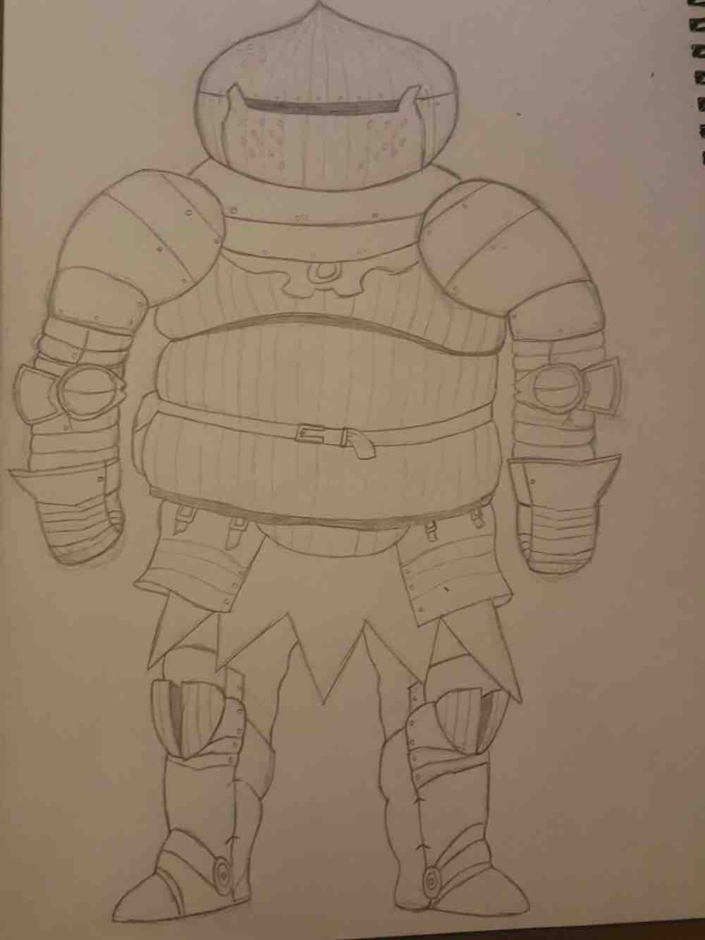 Pencil drawing of a Catarina Knight (Dark Souls)