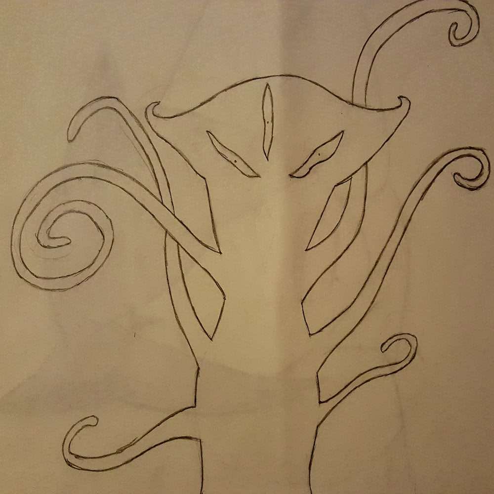 Pencil drawing of an Eldritch tentacle monster